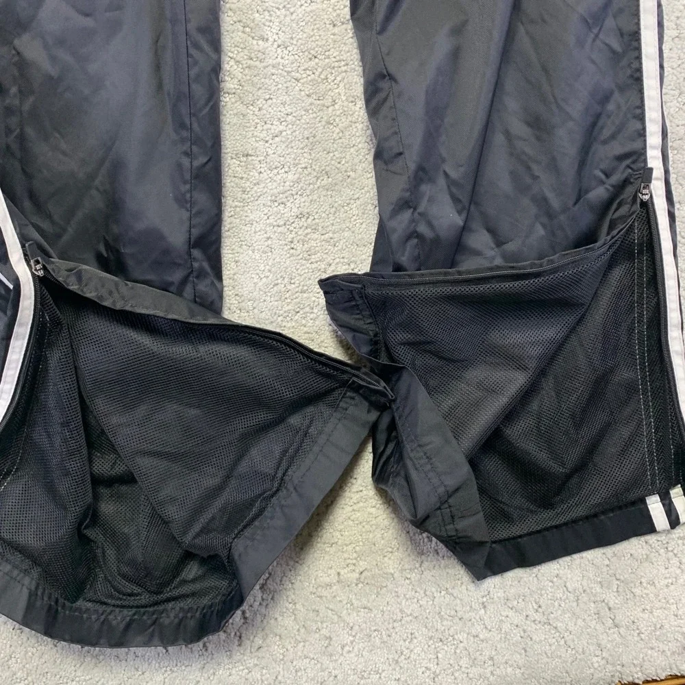 Adidas‎ Track Pants Mens Small Black Nylon Ankle Zip Stripes Drawstring Y2k